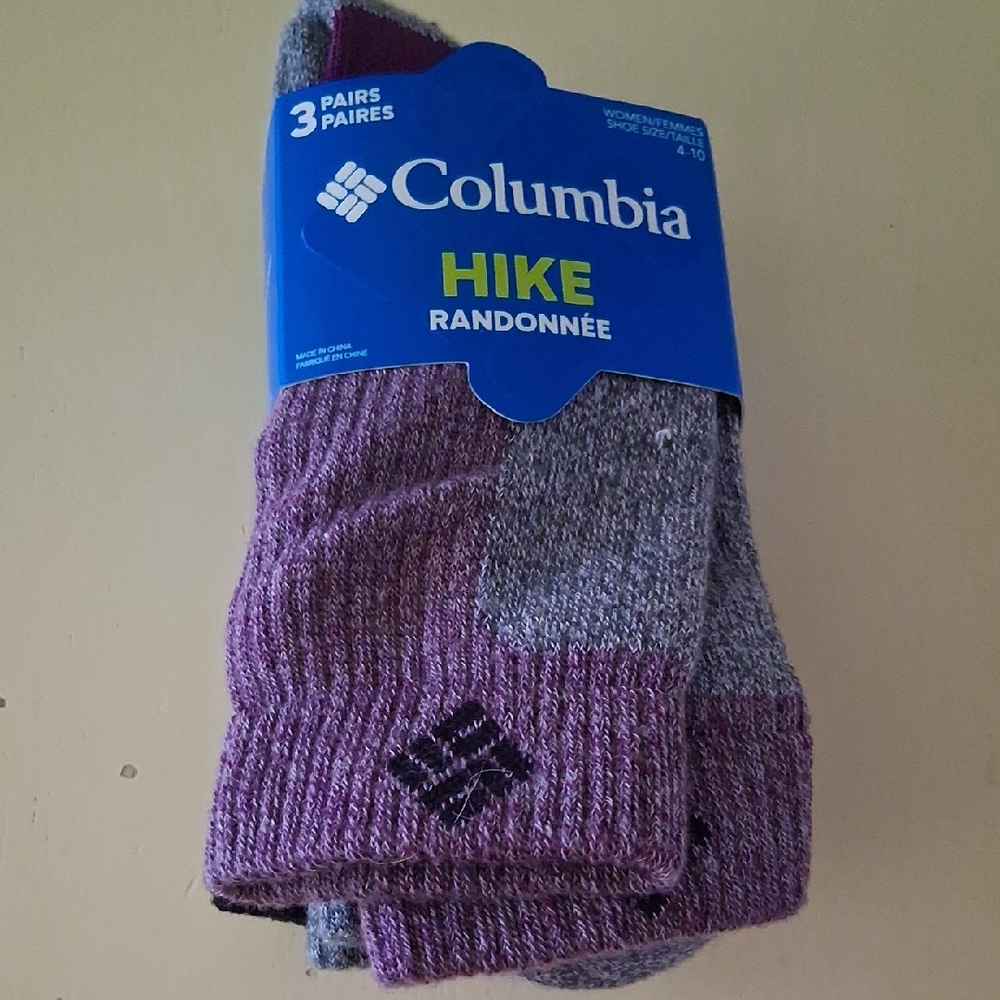 Columbia Women's Athletic Socks - Purple and Gray